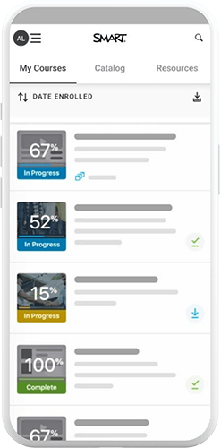 Mockup of the SMART Academy mobile app