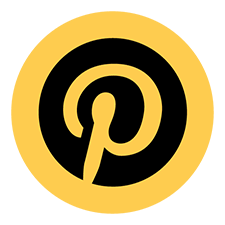 Pinterest-logo i sort på gul baggrund