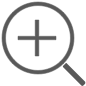 Icon depicting a magnifying glass, symbolizing the 10x optical and 230x total zoom capabilities of the SMART Document Camera 650.