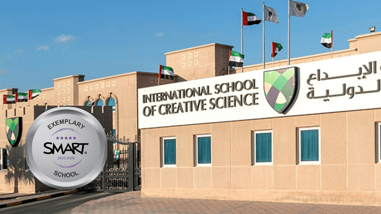 International School of Creative Science - Muwaileh with SMART Exemplary School 2025–2026 badge