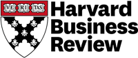 Logo of Harvard Business Review featuring a black and white shield with 'Veritas' and three books, set next to the text 'Harvard Business Review'.