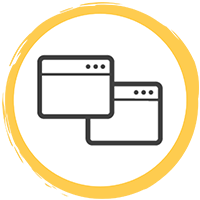 رسم توضيحي لدائرة تحتوي على علامتي تبويب معروضتين في المتصفح.