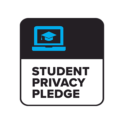 Student Privacy Pledge logo with a laptop and graduation cap icon.